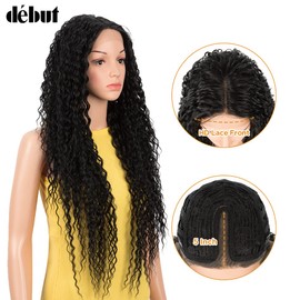DÉBUT Lace Front Wig Curly Wig for Women 28 inches 230g Synthetic Hair Heat Resistant Fiber 130% Density (28 inches, 1B)