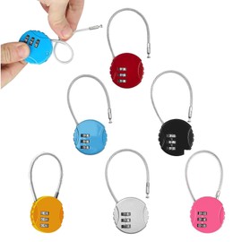 LightBeacon Pack of 6 Luggage Lock, Suitcase Lock, Combination Lock, 3 Digit, Luggage Lock with Combination Code for Travel, Backpacks, Holiday Suitcase, 6 Colours