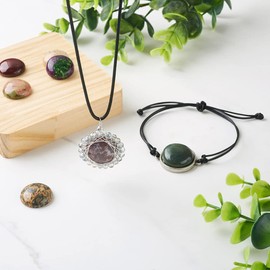 Fashewelry 14pcs 20mm Mixed Natural Round Stone Cabochons Flatback Gemstone Dome Cabs for Blank Bezel Pendant Tray, Wire Wrapping Necklace Bracelet Jewelry Making