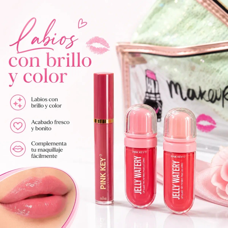 Kit De Maquillaje 2 Cosmetiquera Brochas Sombras Gloss Blush