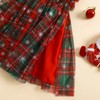 Infant Christmas Outfit Girl Square Neck Sleeveless Layered Tulle Dress