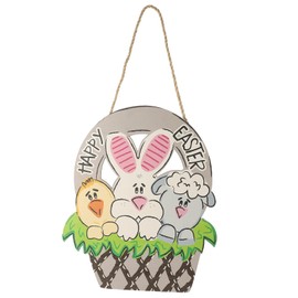 LIFKOME Ostern Ornamente Ostern Türdekorationen Ostergirlande Ostertür Ornament Ostern Türschild Filz Türschild Osterhase Schild Ostern Türbanner Holz Haustür Hängeschild