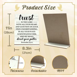 Putuo Decor Proverbs 3:5-6 Bible Verse Plaque Inspirational Desk Stand Decor Inspirational Tabletop Sign 11.4x8.6 Inches