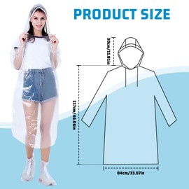 hoinya 4Pcs Disposable Rain Ponchos for Adults, Emergency Raincoats Waterproof Ponchos for Women Men with Hood and Drawstring Ideal for Outdoor, Festivals, Camping, Hiking