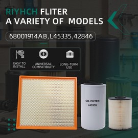 Riyhch Filter Kit 68001914AB,Compatible With Ram Cummins 5.9L 2003-2009,Fuel Filters+Air Filter+Oil Filter,OE# 68001914AB,L45335,42846