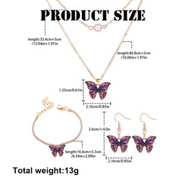 FDEETY 3 Pieces Jewellery Set for Women Girls Pendant Pearl Butterfly Necklace Earrings Bracelet Jewellery Set for Christmas Valentine's Day Mother's Day, Stainless Steel, No Gemstone