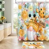 Litabel 4 Pcs Sping Gnomes Shower Curtain Set with Non-Slip