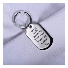 Son daughter gift from mom gifts for son daughters from mothers drive safe i need you here with me keychain