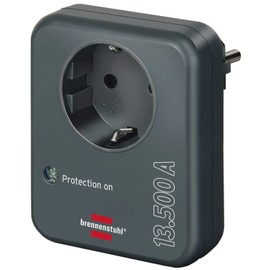 Brennenstuhl Steckdosenadapter mit Überspannungsschutz 13.500 A (Adapter als Blitzschutz für Elektrogeräte) anthrazit