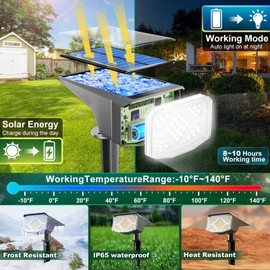 Anordsem - Luces solares para exteriores (1000 mAh+carcasa impermeable ABS, paquete de 4 unidades, 2 modos de luz blanca para decoración de patio, jardín, camino de jardín, iluminación de seguridad