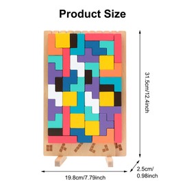 LUPATDY Wooden Puzzle Tetris, Montessori Toy from 3 Years, Patience Games for Children, Wooden Stacking Game Tetris, Educational Toy, Colourful, Creative Learning Toy for Children