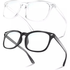 NZKNP 여성용 및 남성용 NZKNP 블루 라이트 글래스 - 프로텍션 페이크 [2pack-black and Leopard Print] Women's and Men's NZKNP Blue Light Glasses - Protection Fake [2pack-black and Leopard Print]