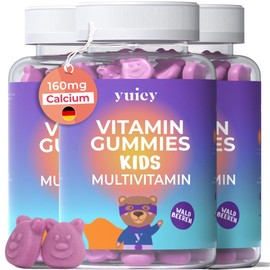 yuicy® Vitamin Gummibärchen für Kinder - Hochdosierte Kinder Vitamine - Leckere Multivitamin Gummies – Stärken das Immunsystem der Kids - Weiche Vitamine für Kinder ab 2 Jahre. (180 Stück)