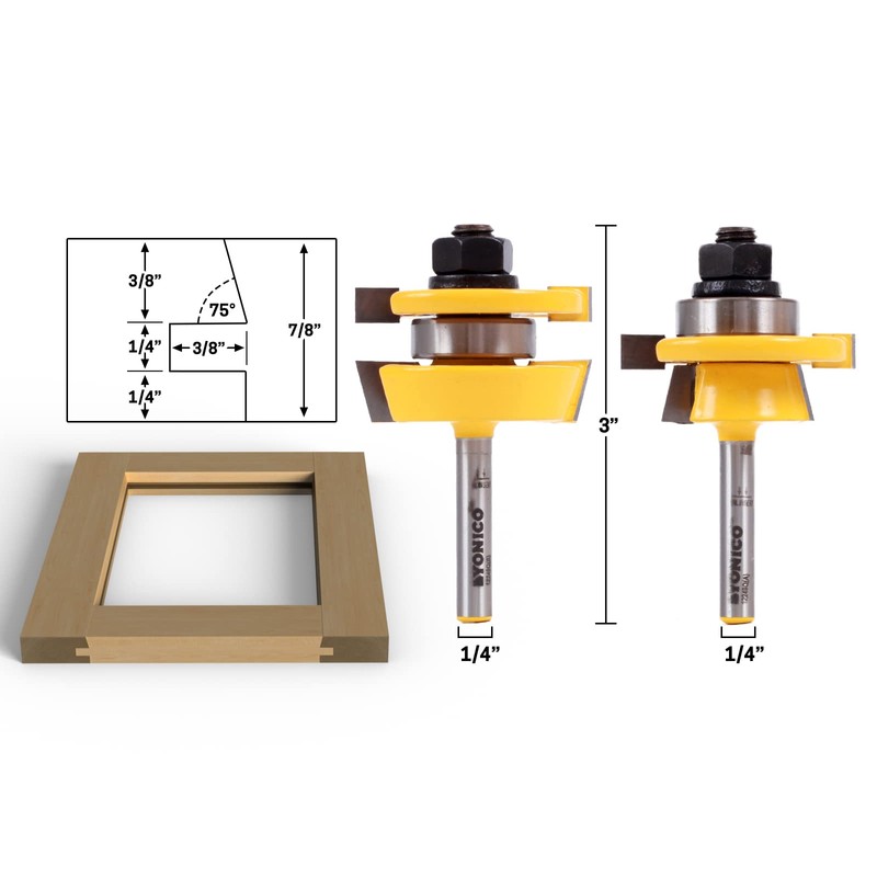 YONICO Cabinet Door Rail and Stile Router Bits Set 2