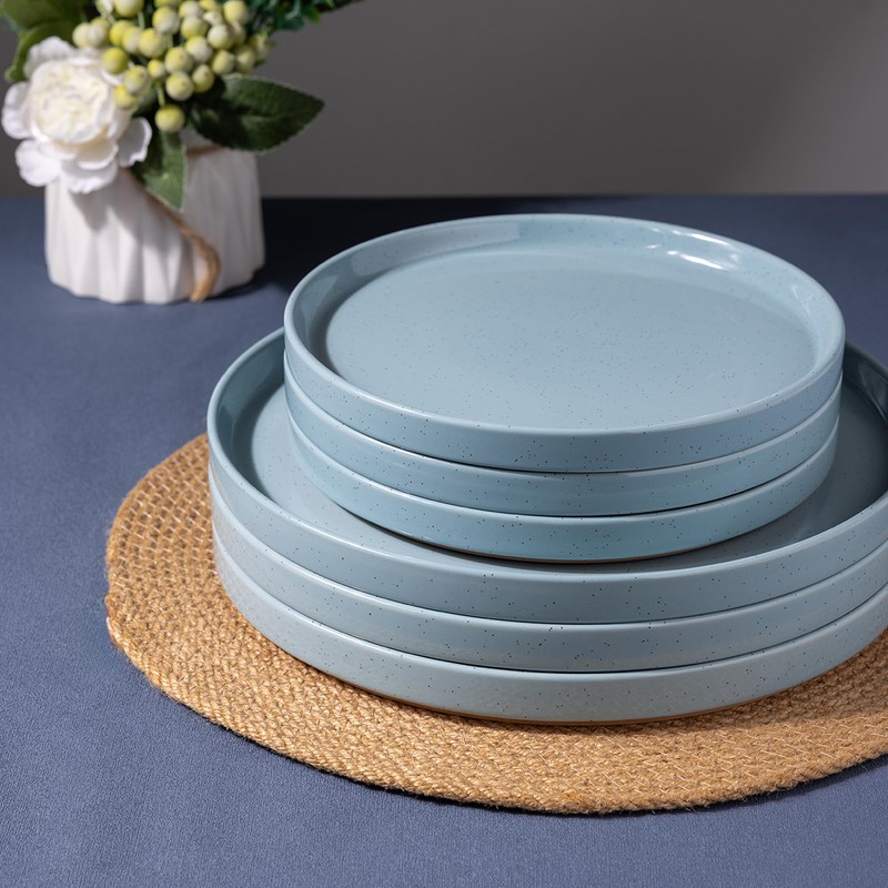 AmorArc Ceramic Dinnerware Set for 4 | Speckled Stoneware Plates