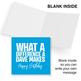 Punkcards - Dave Birthday Cards, What A Difference A Dave Makes, Birthday Card for David, Dave Gifts, Made in UK