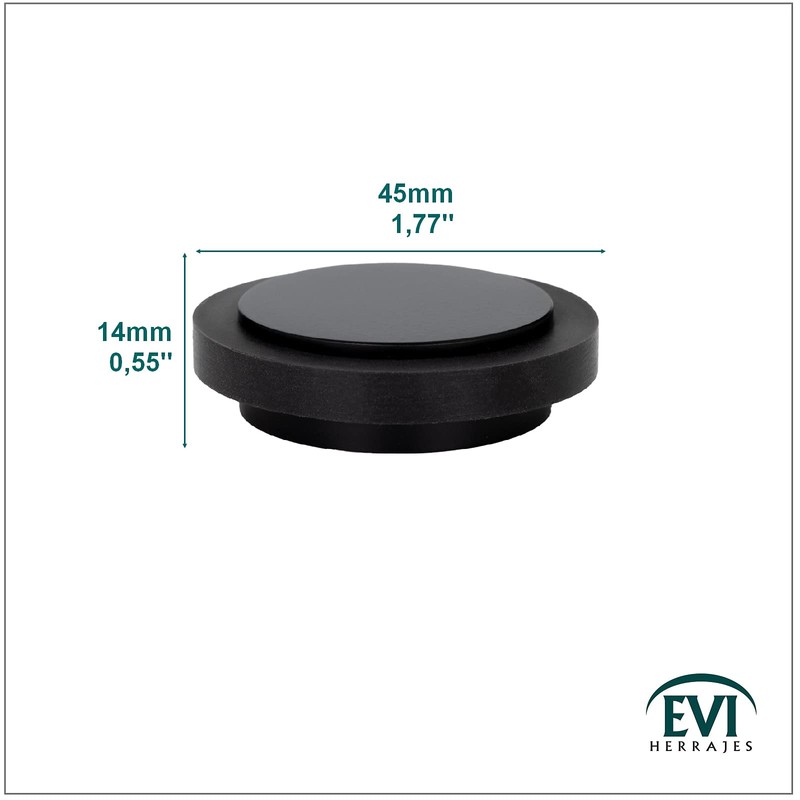 EVI Herrajes Adhesive Door Stop, Black Lacquered Stainless Steel, Modern
