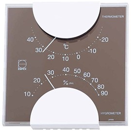 Enpex LV-4957 Weather Meter, Thermometer, Hygrometer, Elm, Color Thermometer, Hygrometer, Can be Standed, Made in Japan, Gray