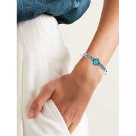 DOLIOX Genuine Turquoise Vintge Bracelet, Sterling Silver Boho Adjustable Bangle Cuff Native American Jewelry for Women, Fit for 6.5 7 7.5 Inches