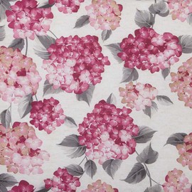 Kt KILOtela - Printed Linen Fabric Decoration Upholstery Cushion Curtains Bedspreads Bags Tablecloths Width 280cm Length Choose 50 by 50cm Flowers Hydrangea Pink