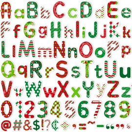 Faccito 231 Pcs Christmas Bulletin Board Decoration Winter Letters Cutouts Combo Set Bulletin Board Alphabet Letters and Number Accents for Xmas Home School Classroom Decor(Red Green,Candy)