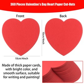 360 Pcs Heart Cutouts Paper Hearts, Valentine's Day Red Heart Creative Cut-Outs Paper Heart Shapes Die Cuts for Kids Classroom Art Craft Projects, Valentine's Day Holiday Decorations