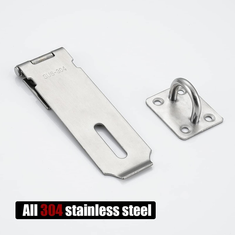JQK Door Hasp Latch Lock, 5 Inch 304 Stainless Steel