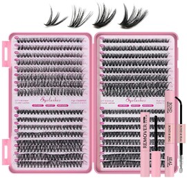 Kit de Extensión de Pestañas, 640 Pestañas Individuales,DIY Kit de Racimos de Pestañas Todo Con Unión y Sellado de Pestañas de Sujeción Fuerte, Pinzas Cepillo（Mezcla 30-40-50-60D, 9-16MM）