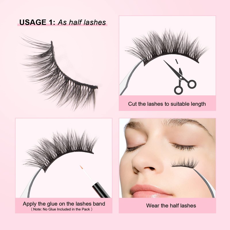Glowing Win Half Eyelashes, Natural Artificial Eyelashes, 10 Pairs, Cat