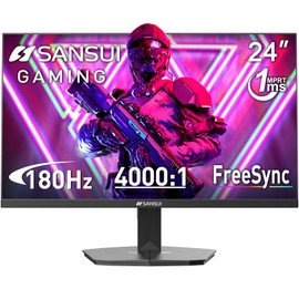 SANSUI 24 Inch Gaming Monitor 180Hz 1Ms FreeSync HDR 110% sRGB FHD 1080P Computer Monitor HDMI DP Ports Eye Care Frameless VESA Mount Cable Management(ES-G24F4L HDMI Cable Included)