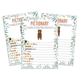 Inkdotpot Pack of 50, Girl Boy Baby Shower Party Collection, Pictionary Baby Shower Party Games, Activities, Decorations, Fox Theme Party Supplies