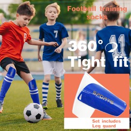 renFIL Kids Shin Guards Soccer, Premium Nylon Soccer Shin Guards for 4-8 Year Olds Toddler Soccer Socks Kids Soccer Accessories Reduce Shocks and Injuries(Blue)