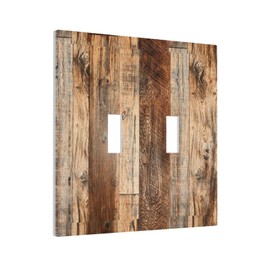 Spshian Light Switch Cover Rustic Brown Wood Vintage Plank 2 Gang Wall Plate Double Light Switch Plate Toggle Decorative Outlet Covers Electrical Switchplate for Farmhouse Cabin Home Decor
