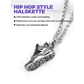 Richsteel Men's Stainless Steel Pendant Necklace, Various Designs (Sports Shoe, Boxing Gloves, Basketball, Football, Rugby Ball) Valentine's Day/Birthday Gift, Customisable