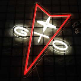 AHlove GTO Neon Car Signs for Store Wall Decor， Led Business Sign Suitable for Man Cave、Bedroom、Garage、Party, Birthday、Christmas Gifts for Boys 5V Power Adapter 16 * 12Inch(white+red)