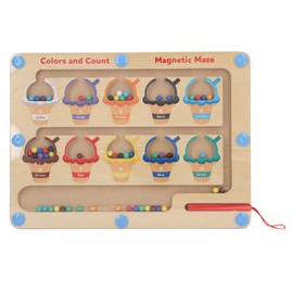 Magnetic Color Number Sorting Maze Game Ice Cream Pattern Wooden Magnetic Color Counting Toys with Pen