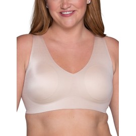 Vanity Fair Women's Beyond Comfort Sleek and Smooth Simple Sizing Wireless Bra, Neutral, Medium
