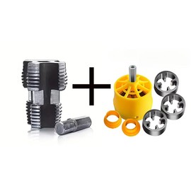 A set of PVC pipe threading tool kit for electric drill, steel and plastic thread tapping bit set, water pipe threading iron and plastic mold:_A+B