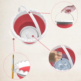Small Collapsible Red Portable Cleaning Bucket – 0.79 Gallon (3L) Compact and Versatile, Ideal for Outdoor and Indoor Use, by MANMOCHY