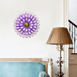 Metal Flowers Wall Decor Indoor Outdoor Metal Wall Art for Farmhouse Home Living Room Bedroom Bathroom Garden Decor - Purple