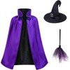 TOONRAIN Unisex Kids Wizard Reversible Cloak Cape with Witch Hat