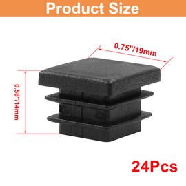 LifCratms 24 Pack 3/4 Inch (19mm) Square Plastic Plug, Square End Caps, Square Plastic End Caps Tubing Post End Cap for Square Tubing Post, Chairs and Furniture