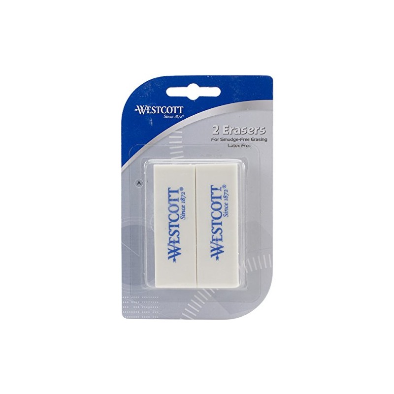 Westcott Eraser 2-Pack, White, Standard, 14610