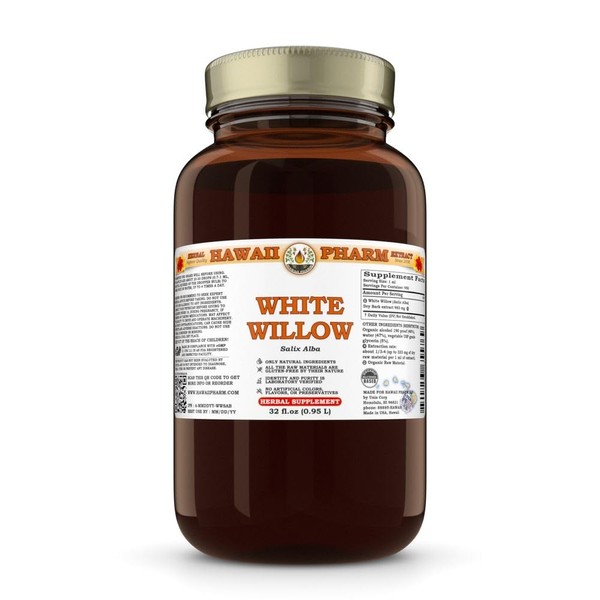 White Willow (Salix Alba) Dry Bark Tincture, Made in Hawaii,