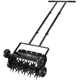 Raxjult Push Spike Manual Lawn Aerator,Heavy Duty 18-Inch Rolling Hand Lawn Aerator with 4 Wheels,Aerator Lawn Tool with T- Handle, Manual Aerator Lawn Tool Suitable for Lawn, Garden and Yard