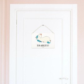 Mr. & Mrs. Panda Personalisiertes Deko Schild Einhorn Schnuller DIN A6 - Personalisierte Geschenke, Deko Schild Mit Herz Und Text, Lustiges Deko