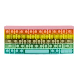 Keyboard Pop Fidget Toys for Anxiety, Push Pop Pop Bubble Sensory Fidget Toy, Silicone Stress Reliever Toy (Rainbow Candy Without Letters, 11.4x4.3x0.6inch)