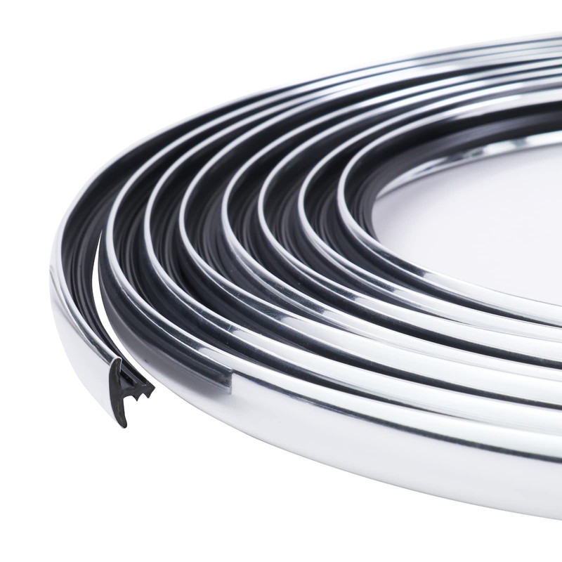 SBWLKJ 22FT T-Molding Chrome Trim Moulding 1/2"(12mm) Flexible Polyethylene Center