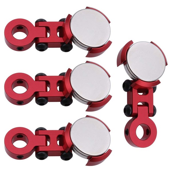 4PCS HobbyPark Aluminum Magnetic Stealth Invisible Body Post Mounts for 1/10 RC Car (Red)
