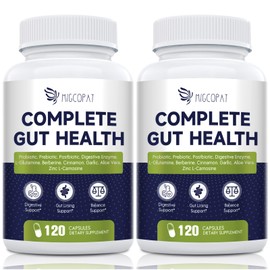 Migcopat Probiotics for Digestive Health, 80 Billion CFU Probiotics, Prebiotics, Postbiotics & Digestive Enzymes, Gut Health Capsules with Berberine, Cinnamon, L-Glutamine, for Men & Women, 240 Counts